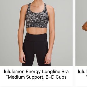 Lululemon Energy Longline Bra, Size 6, Estuary Grey Multi